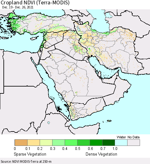Middle East and Turkey Cropland NDVI (Terra-MODIS) Thematic Map For 12/19/2021 - 12/26/2021