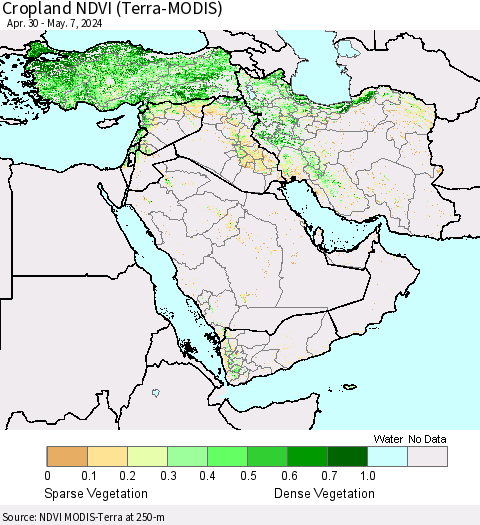 Middle East and Turkey Cropland NDVI (Terra-MODIS) Thematic Map For 4/30/2024 - 5/7/2024