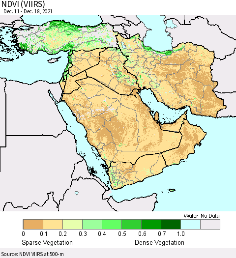 Middle East and Turkey NDVI (VIIRS) Thematic Map For 12/11/2021 - 12/18/2021