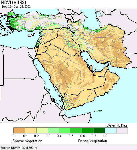 Middle East and Turkey NDVI (VIIRS) Thematic Map For 12/19/2021 - 12/26/2021