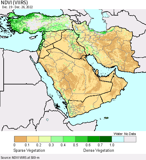 Middle East and Turkey NDVI (VIIRS) Thematic Map For 12/19/2022 - 12/26/2022