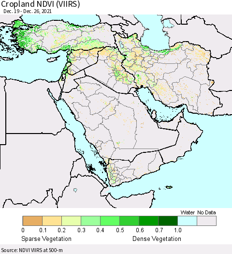 Middle East and Turkey Cropland NDVI (VIIRS) Thematic Map For 12/19/2021 - 12/26/2021