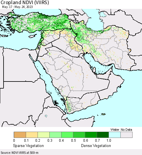 Middle East and Turkey Cropland NDVI (VIIRS) Thematic Map For 5/17/2023 - 5/24/2023