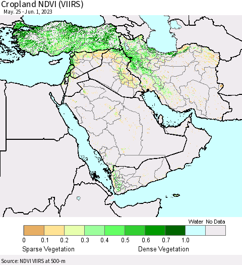 Middle East and Turkey Cropland NDVI (VIIRS) Thematic Map For 5/25/2023 - 6/1/2023