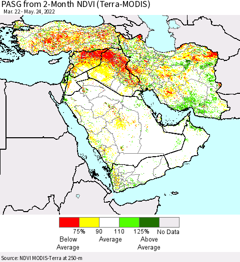 Middle East and Turkey PASG from 2-Month NDVI (Terra-MODIS) Thematic Map For 5/17/2022 - 5/24/2022