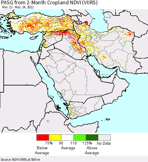 Middle East and Turkey PASG from 2-Month Cropland NDVI (VIIRS) Thematic Map For 5/17/2022 - 5/24/2022