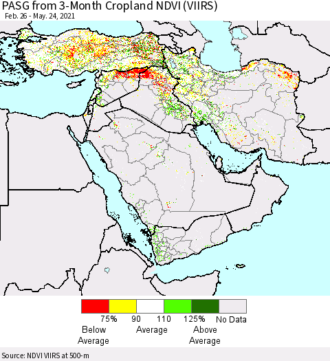 Middle East and Turkey PASG from 3-Month Cropland NDVI (VIIRS) Thematic Map For 5/17/2021 - 5/24/2021
