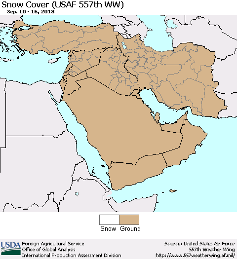 Middle East and Turkey Snow Cover (USAF 557th WW) Thematic Map For 9/10/2018 - 9/16/2018