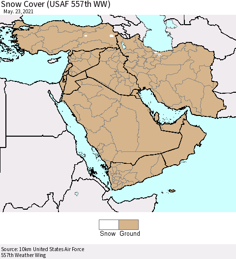 Middle East and Turkey Snow Cover (USAF 557th WW) Thematic Map For 5/17/2021 - 5/23/2021