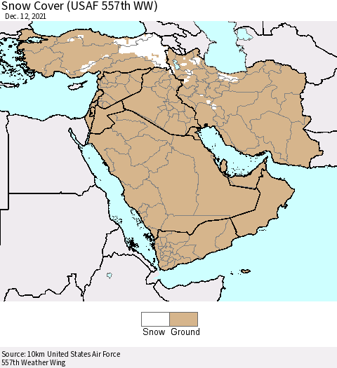 Middle East and Turkey Snow Cover (USAF 557th WW) Thematic Map For 12/6/2021 - 12/12/2021