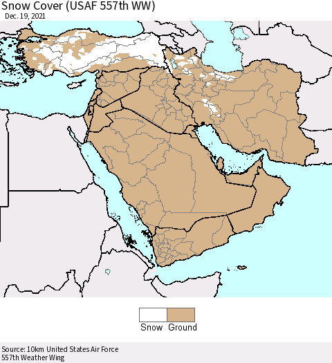 Middle East and Turkey Snow Cover (USAF 557th WW) Thematic Map For 12/13/2021 - 12/19/2021