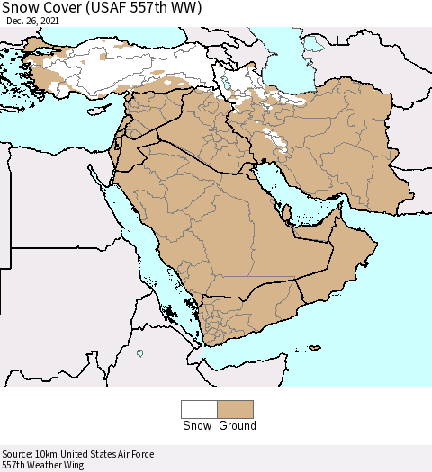 Middle East and Turkey Snow Cover (USAF 557th WW) Thematic Map For 12/20/2021 - 12/26/2021