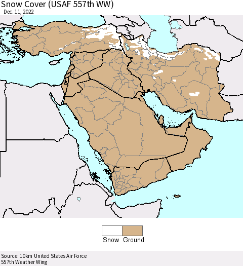 Middle East and Turkey Snow Cover (USAF 557th WW) Thematic Map For 12/5/2022 - 12/11/2022