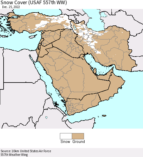 Middle East and Turkey Snow Cover (USAF 557th WW) Thematic Map For 12/19/2022 - 12/25/2022