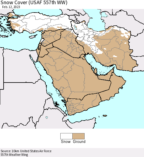 Middle East and Turkey Snow Cover (USAF 557th WW) Thematic Map For 2/6/2023 - 2/12/2023