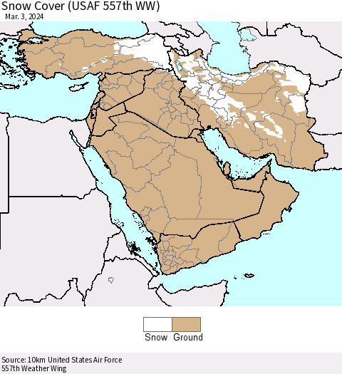Middle East and Turkey Snow Cover (USAF 557th WW) Thematic Map For 2/26/2024 - 3/3/2024