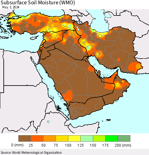 Middle East and Turkey Subsurface Soil Moisture (WMO) Thematic Map For 4/29/2024 - 5/5/2024