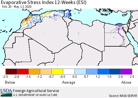 North Africa Evaporative Stress Index (ESI), 12-Weeks Thematic Map For 5/11/2020 - 5/17/2020
