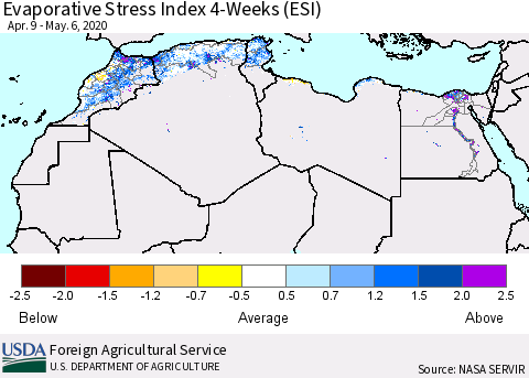 North Africa Evaporative Stress Index (ESI), 4-Weeks Thematic Map For 5/4/2020 - 5/10/2020
