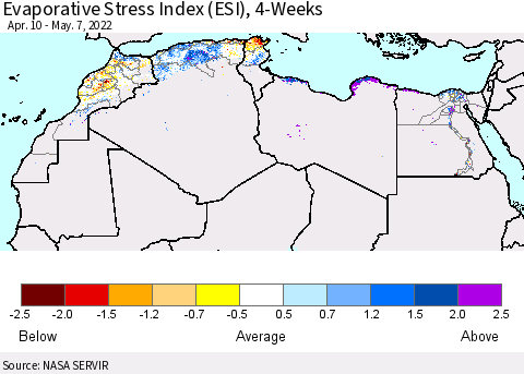 North Africa Evaporative Stress Index (ESI), 4-Weeks Thematic Map For 5/2/2022 - 5/8/2022
