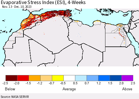 North Africa Evaporative Stress Index (ESI), 4-Weeks Thematic Map For 12/4/2023 - 12/10/2023