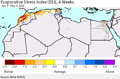 North Africa Evaporative Stress Index (ESI), 4-Weeks Thematic Map For 5/6/2024 - 5/12/2024