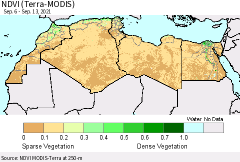 North Africa NDVI (Terra-MODIS) Thematic Map For 9/6/2021 - 9/13/2021