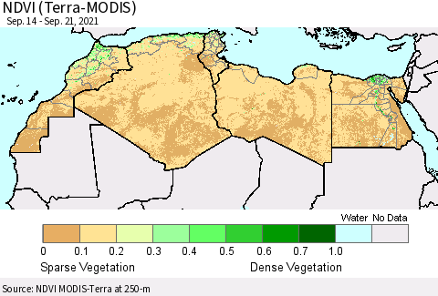 North Africa NDVI (Terra-MODIS) Thematic Map For 9/14/2021 - 9/21/2021