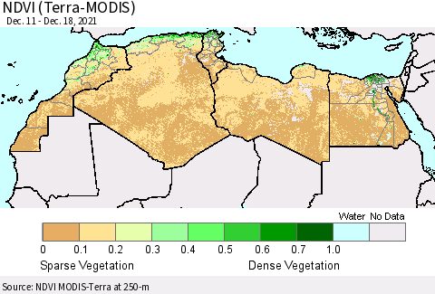North Africa NDVI (Terra-MODIS) Thematic Map For 12/11/2021 - 12/18/2021