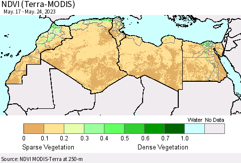 North Africa NDVI (Terra-MODIS) Thematic Map For 5/17/2023 - 5/24/2023