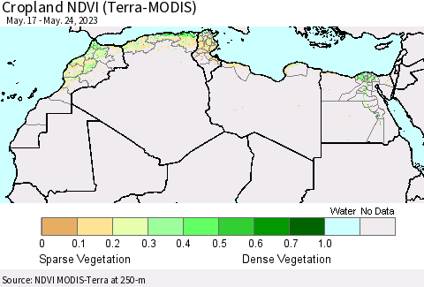 North Africa Cropland NDVI (Terra-MODIS) Thematic Map For 5/17/2023 - 5/24/2023