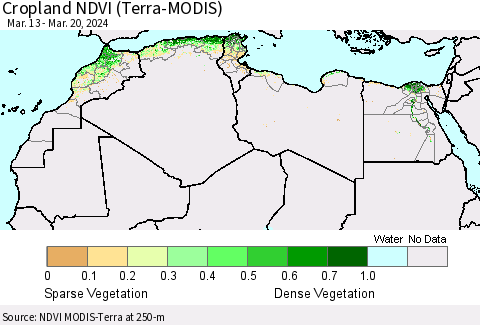 North Africa Cropland NDVI (Terra-MODIS) Thematic Map For 3/13/2024 - 3/20/2024