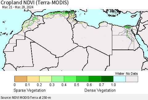 North Africa Cropland NDVI (Terra-MODIS) Thematic Map For 3/21/2024 - 3/28/2024