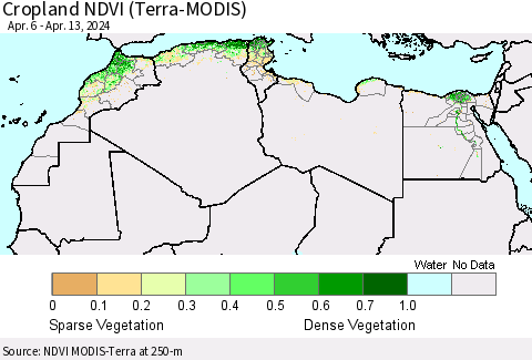 North Africa Cropland NDVI (Terra-MODIS) Thematic Map For 4/6/2024 - 4/13/2024