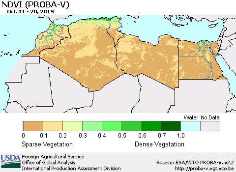 North Africa NDVI (PROBA-V) Thematic Map For 10/11/2019 - 10/20/2019