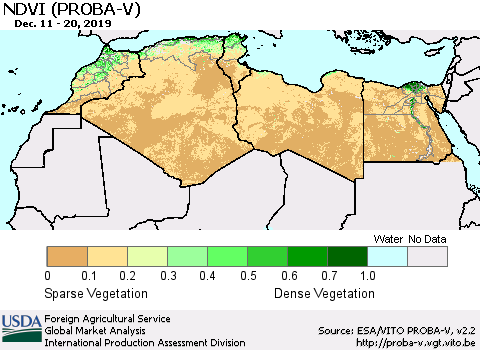 North Africa NDVI (PROBA-V) Thematic Map For 12/11/2019 - 12/20/2019