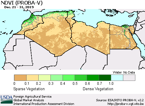North Africa NDVI (PROBA-V) Thematic Map For 12/21/2019 - 12/31/2019