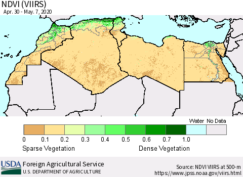 North Africa NDVI (VIIRS) Thematic Map For 5/1/2020 - 5/10/2020