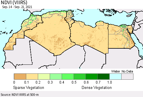 North Africa NDVI (VIIRS) Thematic Map For 9/14/2021 - 9/21/2021