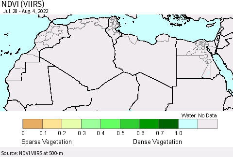 North Africa NDVI (VIIRS) Thematic Map For 7/28/2022 - 8/4/2022