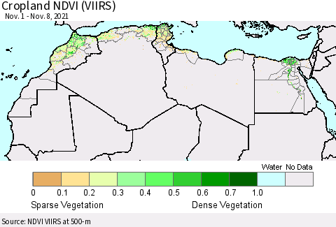 North Africa Cropland NDVI (VIIRS) Thematic Map For 11/1/2021 - 11/8/2021