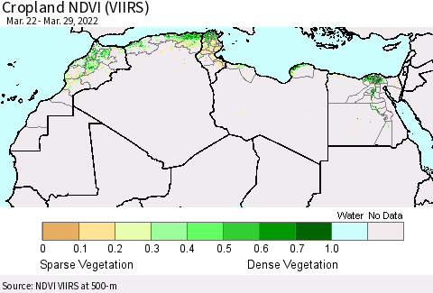 North Africa Cropland NDVI (VIIRS) Thematic Map For 3/22/2022 - 3/29/2022