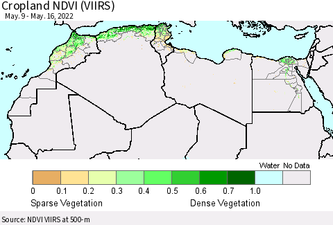 North Africa Cropland NDVI (VIIRS) Thematic Map For 5/9/2022 - 5/16/2022