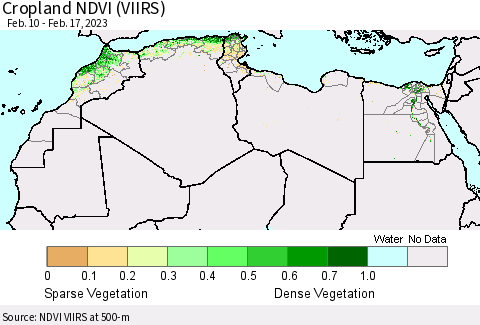 North Africa Cropland NDVI (VIIRS) Thematic Map For 2/10/2023 - 2/17/2023