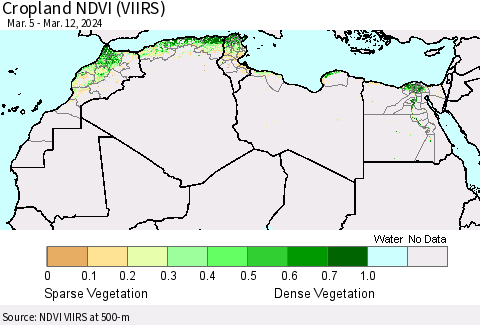 North Africa Cropland NDVI (VIIRS) Thematic Map For 3/5/2024 - 3/12/2024