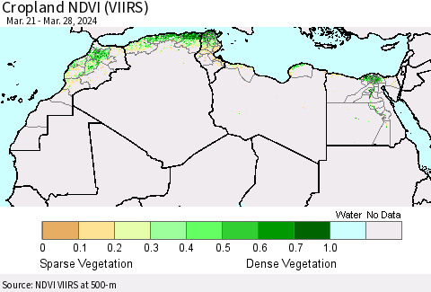 North Africa Cropland NDVI (VIIRS) Thematic Map For 3/21/2024 - 3/28/2024