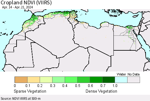 North Africa Cropland NDVI (VIIRS) Thematic Map For 4/14/2024 - 4/21/2024
