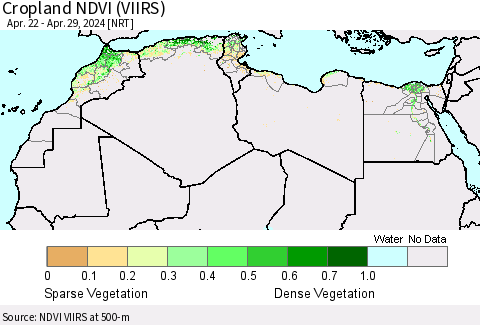 North Africa Cropland NDVI (VIIRS) Thematic Map For 4/22/2024 - 4/29/2024
