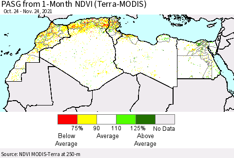 North Africa PASG from 1-Month NDVI (Terra-MODIS) Thematic Map For 11/17/2021 - 11/24/2021