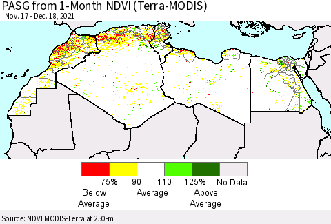 North Africa PASG from 1-Month NDVI (Terra-MODIS) Thematic Map For 12/11/2021 - 12/18/2021